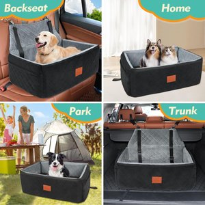 Aphyxen Thick Foam Cushion Travel Large Pet Dog Car Seat Booster with 2 Adjustable Safety Leashes, 29.5 x 20 x 20-in, Black/Gray
