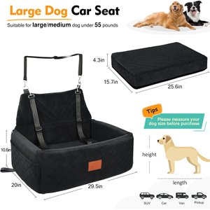 Aphyxen Portable Washable Bag Dog Car Seat, Medium/Large, Black