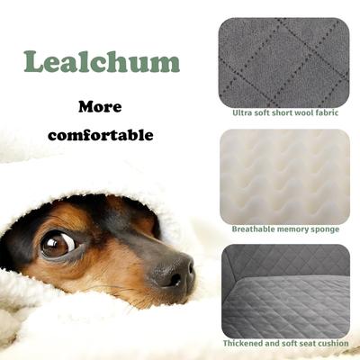 Show full view: Lealchum Soft Fabric Bed Filling Memory Foam Dog Car Seat with 2 Clip-On Safety Leashes & 2 Pockets, 30 x 18 x 16-in, Black/Gray slide 3 of 7