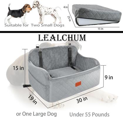 Show full view: Lealchum 2 Clip-On Safety Leashes Bag Dog Car Seat, Medium/Large, Gray slide 3 of 8