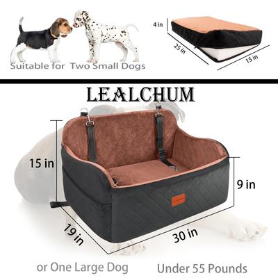 Show full view: Lealchum 2 Clip-On Safety Leashes Bag Dog Car Seat, Medium/Large, Black/Brown slide 2 of 8