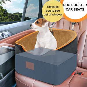 Aphyxen Memory Foam Booster Elevated Bag Dog Car Seat with Washable Removable Cover, Small, Black/Brown