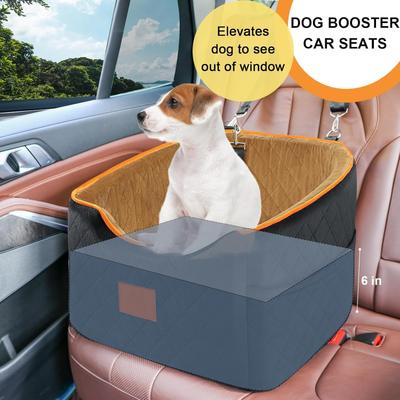 Show full view: XIEEAOZEE Memory Foam Booster Elevated Bag Dog Car Seat with Washable Removable Cover, Small, Black/Brown slide 4 of 10