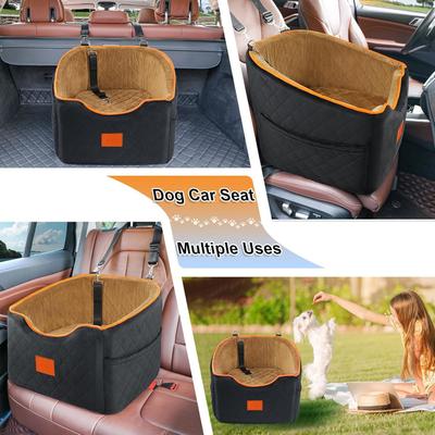 Show full view: XIEEAOZEE Memory Foam Booster Elevated Bag Dog Car Seat with Washable Removable Cover, Small, Black/Brown slide 7 of 10