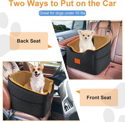 Show full view: XIEEAOZEE Memory Foam Booster Elevated Bag Dog Car Seat with Washable Removable Cover, Small, Black/Brown slide 5 of 10