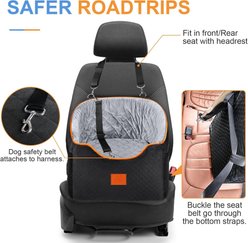 Aphyxen Memory Foam Booster Elevated with Non-slip Bottom & Safety Seat Belt Bag Dog Car Seat with Washable Removable Cover, 18.5 x 18.5 x 15.5-in, Black/Gray slide 2 of 7
