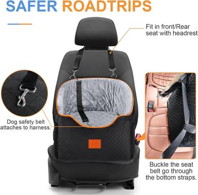 Show full view: Aphyxen Memory Foam Booster Elevated Bag Dog Car Seat with Washable Removable Cover, Small, Black/Gray slide 5 of 10