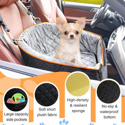 Show full view: Aphyxen Memory Foam Booster Elevated Bag Dog Car Seat with Washable Removable Cover, Small, Black/Gray slide 7 of 10