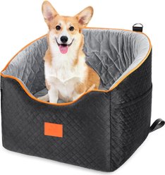 Aphyxen Memory Foam Booster Elevated with Non-slip Bottom & Safety Seat Belt Bag Dog Car Seat with Washable Removable Cover, 18.5 x 18.5 x 15.5-in, Black/Gray slide 1 of 7