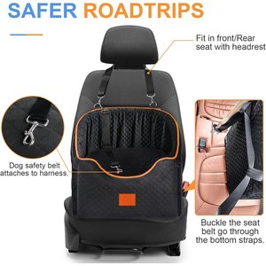 Aphyxen Memory Foam Booster Elevated Bag Dog Car Seat with Washable Removable Cover, Small, Black