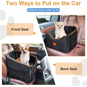 Aphyxen Memory Foam Booster Elevated Bag Dog Car Seat with Washable Removable Cover, Small, Black