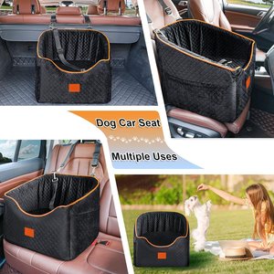 Aphyxen Memory Foam Booster Elevated Bag Dog Car Seat with Washable Removable Cover, Small, Black