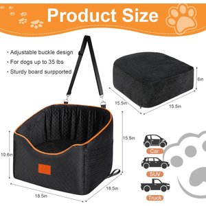 Aphyxen Memory Foam Booster Elevated Bag Dog Car Seat with Washable Removable Cover, Small, Black