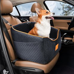 XIEEAOZEE Memory Foam Booster Elevated Bag Dog Car Seat with Washable Removable Cover, Small, Black slide 1 of 7