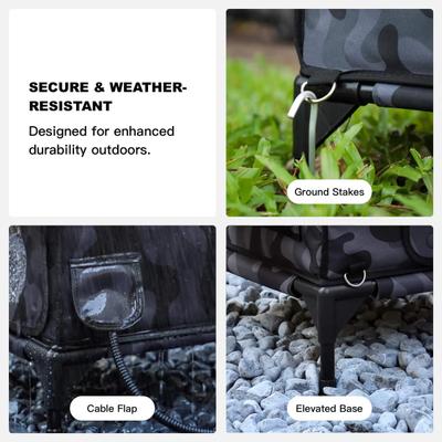 Show full view: Wagstro Waterproof Escape Tunnel & Elevated Eco-Friendly Insulated Polyester Outdoor Heated Cat House, Black, Small slide 7 of 9