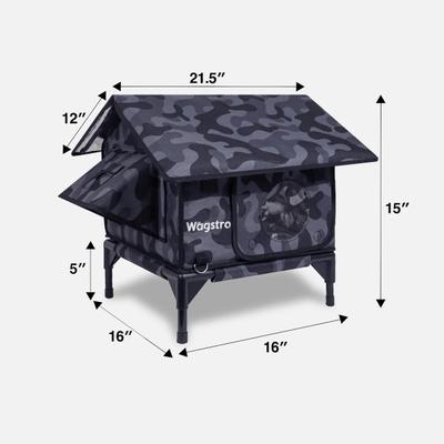 Show full view: Wagstro Waterproof Escape Tunnel & Elevated Eco-Friendly Insulated Polyester Outdoor Heated Cat House, Black, Small slide 3 of 9