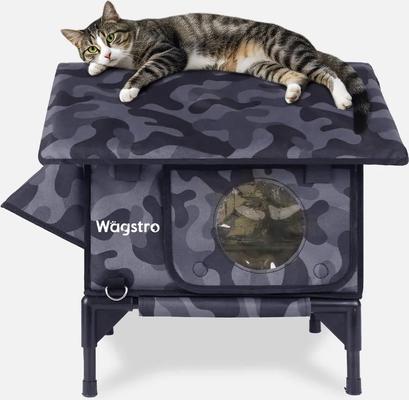 Show full view: Wagstro Waterproof Escape Tunnel & Elevated Eco-Friendly Insulated Polyester Outdoor Heated Cat House, Black, Small slide 2 of 9