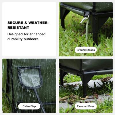 Show full view: Wagstro Elevated Foam Panel Rain Roof Heavy Duty Polyester Outdoor Heated Cat House, Large, Green slide 9 of 10