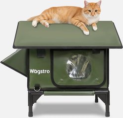 Wagstro Weatherproof, Insulated, Eco-Friendly with Escape Routes & Raised Platform Polyester Outdoor Heated Cat House, Green, Small slide 2 of 9