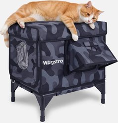 Wagstro Elevated, Rainproof, Intruder-Resistant Polyester Outdoor Heated Cat House with One-Way Pet Door & Thermal Pad, Small