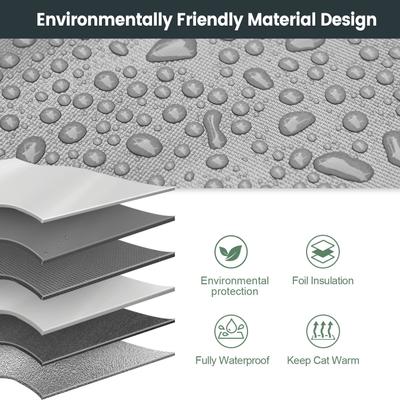 Show full view: Furventi Elevated Waterproof One-Way Polyester Outdoor Heated Cat House with Roof Deck, Large, Grey slide 4 of 9