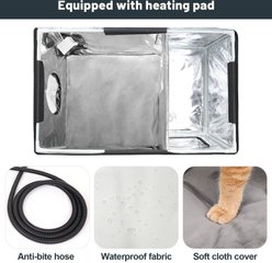 Furventi Eco-Friendly Rainproof Insulated Multiple Outlets Polyester Outdoor Heated Cat House, Grey, Large slide 2 of 8