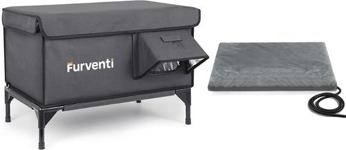 Show full view: Furventi Flagship Eco-Friendly Waterproof Multi-Exit Polyester Outdoor Heated Cat House, Grey, Large slide 9 of 9