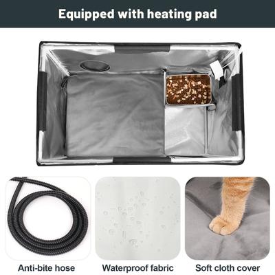 Show full view: Furventi Flagship Eco-Friendly Waterproof Multi-Exit Polyester Outdoor Heated Cat House, Grey, Large slide 7 of 9