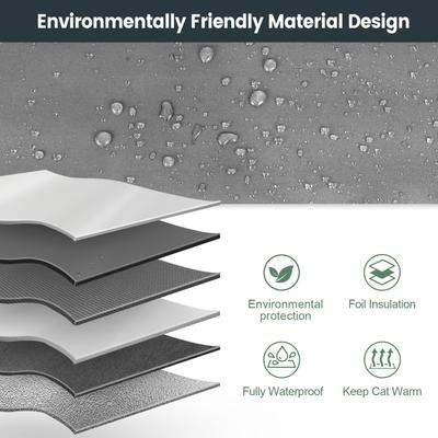 Show full view: Furventi Eco-Friendly Rainproof Insulated Multiple Outlets Polyester Outdoor Heated Cat House, Grey, Large slide 4 of 8