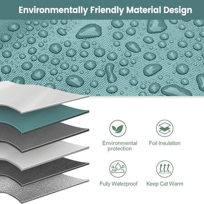 Show full view: Furventi Elevated Waterproof Multi-Exits Polyester Outdoor Heated Cat Shelter, Green, Large slide 4 of 8