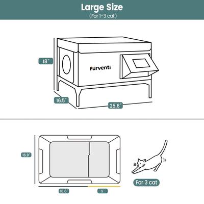 Show full view: Furventi Elevated Waterproof Multi-Exits Polyester Outdoor Heated Cat Shelter, Green, Large slide 2 of 8