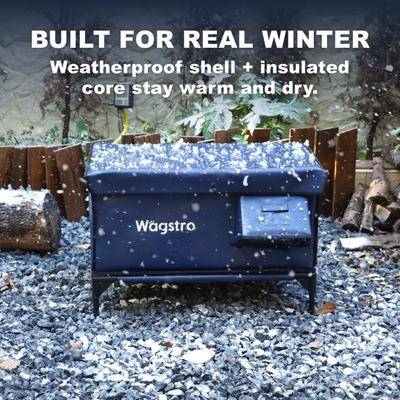 Show full view: Wagstro Premium Eco-Friendly, Heavy-Duty, Elevated Weatherproof Polyester Outdoor Heated Cat Shelter, Green, Large slide 9 of 9