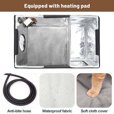 Show full view: Furventi Elevated Insulated Waterproof Eaves Polyester Outdoor Heated Cat House, Brown, Large slide 6 of 9