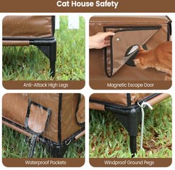 Furventi Elevated Insulated Waterproof Eaves Polyester Outdoor Heated Cat House, Brown, Large slide 2 of 9