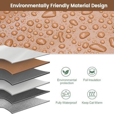 Show full view: Furventi Elevated Insulated Waterproof Eaves Polyester Outdoor Heated Cat House, Brown, Large slide 3 of 9