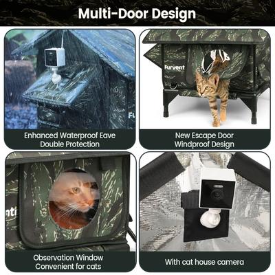 Show full view: Furventi Weatherproof Insulated Heavy Duty Polyester Outdoor Heated Cat House, Brown, Small slide 3 of 9