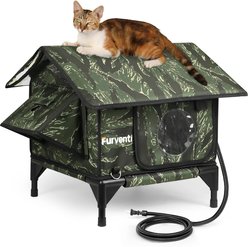 Furventi Weatherproof Insulated Heavy Duty Polyester Outdoor Heated Cat House, Brown, Small slide 1 of 9