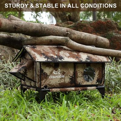 Show full view: Clawsable Waterproof Polyester Outdoor Cat Shelter with Heating Pad, Desert Camo, Large slide 6 of 8