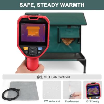 Show full view: Clawsable Waterproof Polyester Heated Cat House with Raised Rest Platform, Dark Green, Large slide 4 of 9