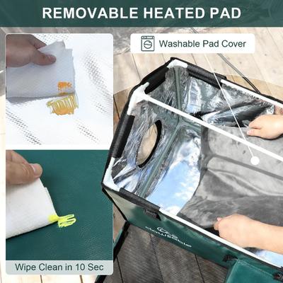 Show full view: Clawsable Waterproof Polyester Heated Cat House with Raised Rest Platform, Dark Green, Large slide 6 of 9