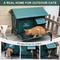 Show in main carousel: Clawsable Waterproof Polyester Heated Cat House with Raised Rest Platform, Dark Green, Large slide 2 of 9