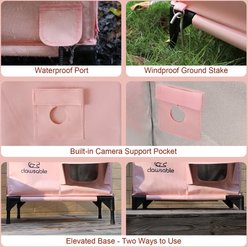 Clawsable WarmPaws Polyester Outdoor Heated Cat Shelter with Feeding Bowl, Medium, Pink slide 2 of 9