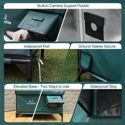 Clawsable Polyester Outdoor XL Heated Cat House with Built-In Feeding Bowl, Dark Green, Large slide 2 of 8