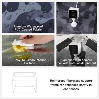 Show full view: Wagstro Waterproof Escape Tunnel & Elevated Eco-Friendly Insulated Polyester Outdoor Heated Cat House, Black, Small slide 6 of 9