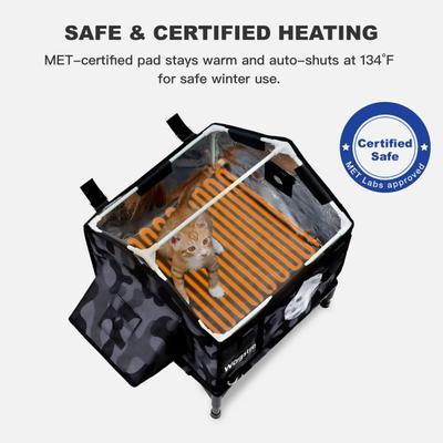 Show full view: Wagstro Waterproof Escape Tunnel & Elevated Eco-Friendly Insulated Polyester Outdoor Heated Cat House, Black, Small slide 5 of 9