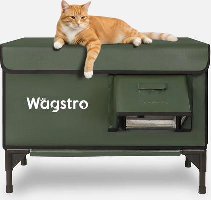Show full view: Wagstro Elevated Foam Panel Rain Roof Heavy Duty Polyester Outdoor Heated Cat House, Large, Green slide 3 of 10