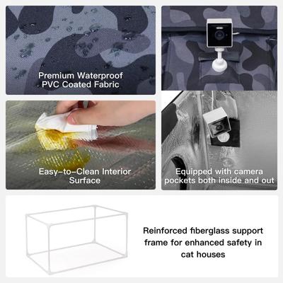 Show full view: Wagstro Elevated, Rainproof, Intruder-Resistant Polyester Outdoor Heated Cat House with One-Way Pet Door & Thermal Pad, Large slide 10 of 10