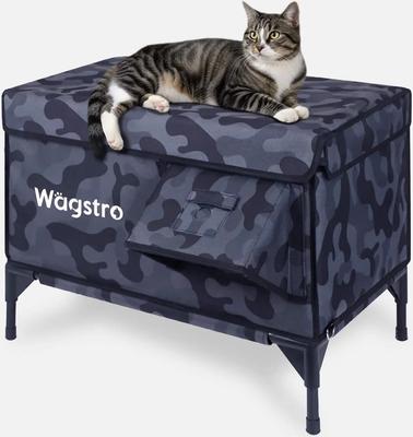 Show full view: Wagstro Elevated, Rainproof, Intruder-Resistant Polyester Outdoor Heated Cat House with One-Way Pet Door & Thermal Pad, Large slide 3 of 10