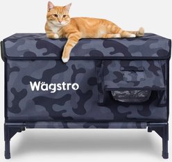 Wagstro Elevated, Rainproof, Intruder-Resistant Polyester Outdoor Heated Cat House with One-Way Pet Door & Thermal Pad, Large