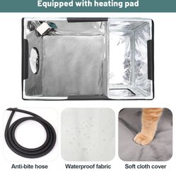 Furventi Elevated Waterproof Multi-Exits Polyester Outdoor Heated Cat Shelter, Green, Large slide 2 of 8